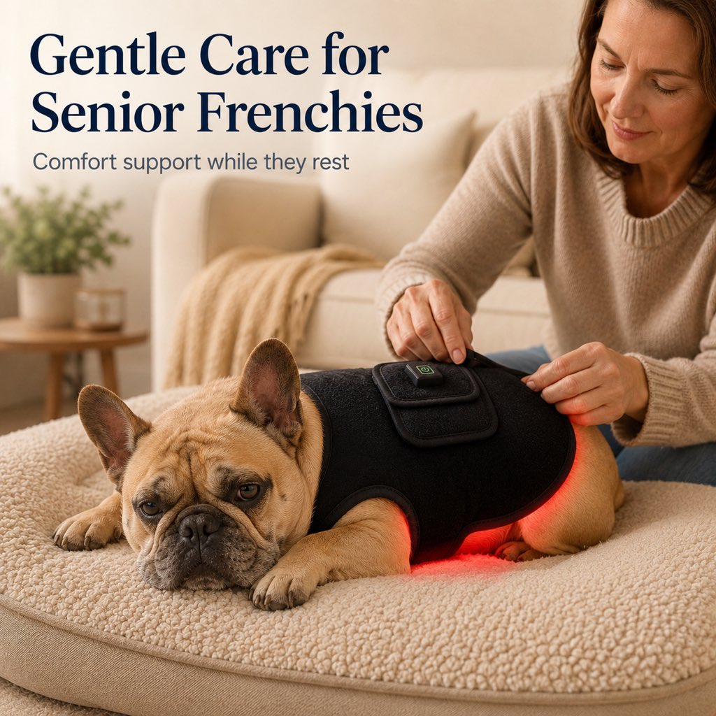 FrenchieGlow Red Light Comfort Vest for French Bulldogs