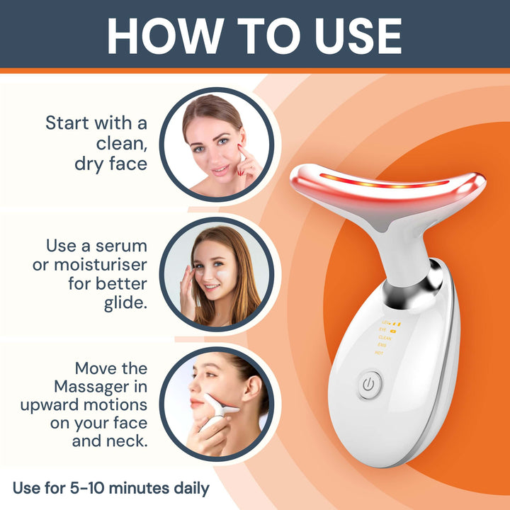 Face Massager - Anti-Aging, Skin Tightening & Wrinkle Reduction Device with 7 Colours & 3 Modes