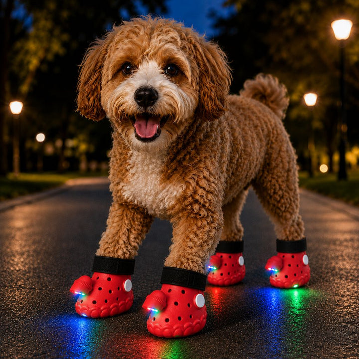 Step-Activated RGB Light-Up Dog Boots for Night Walks