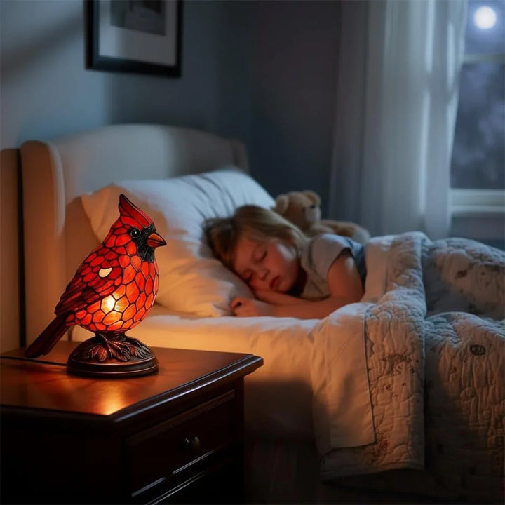 Red Cardinal Table Lamp – LED Decorative Night Light for Bedroom &