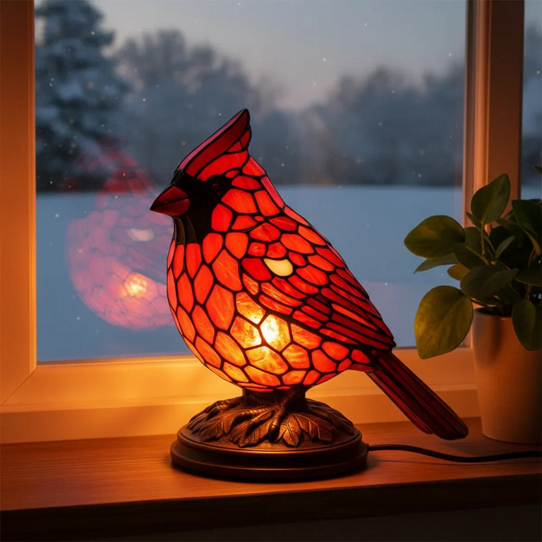 Red Cardinal Table Lamp – LED Decorative Night Light for Bedroom &