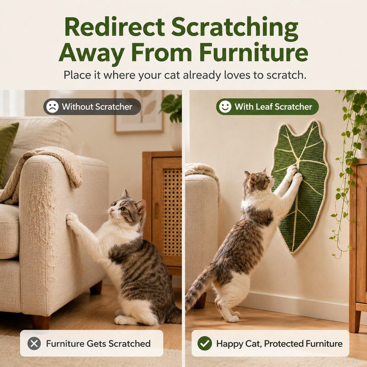 Botanical Stick-On Sisal Cat Scratcher Mat for Walls, Doors & Floors