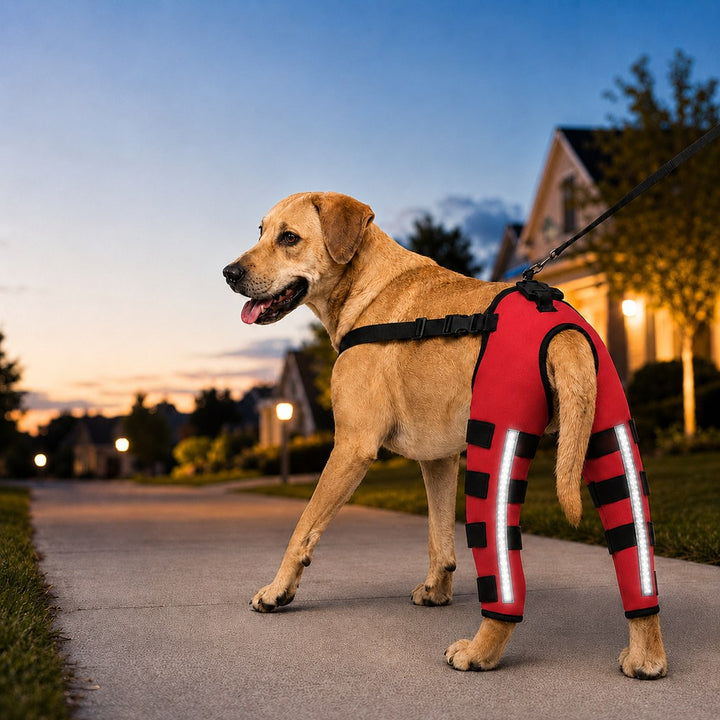 Reflective Dog Rear Leg Support Brace for Evening Walks & Recovery Comfort