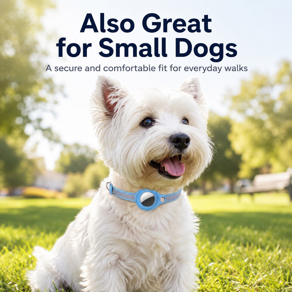 AirTag-Compatible Reflective Pet Tracking Collar for Cats & Small Dogs