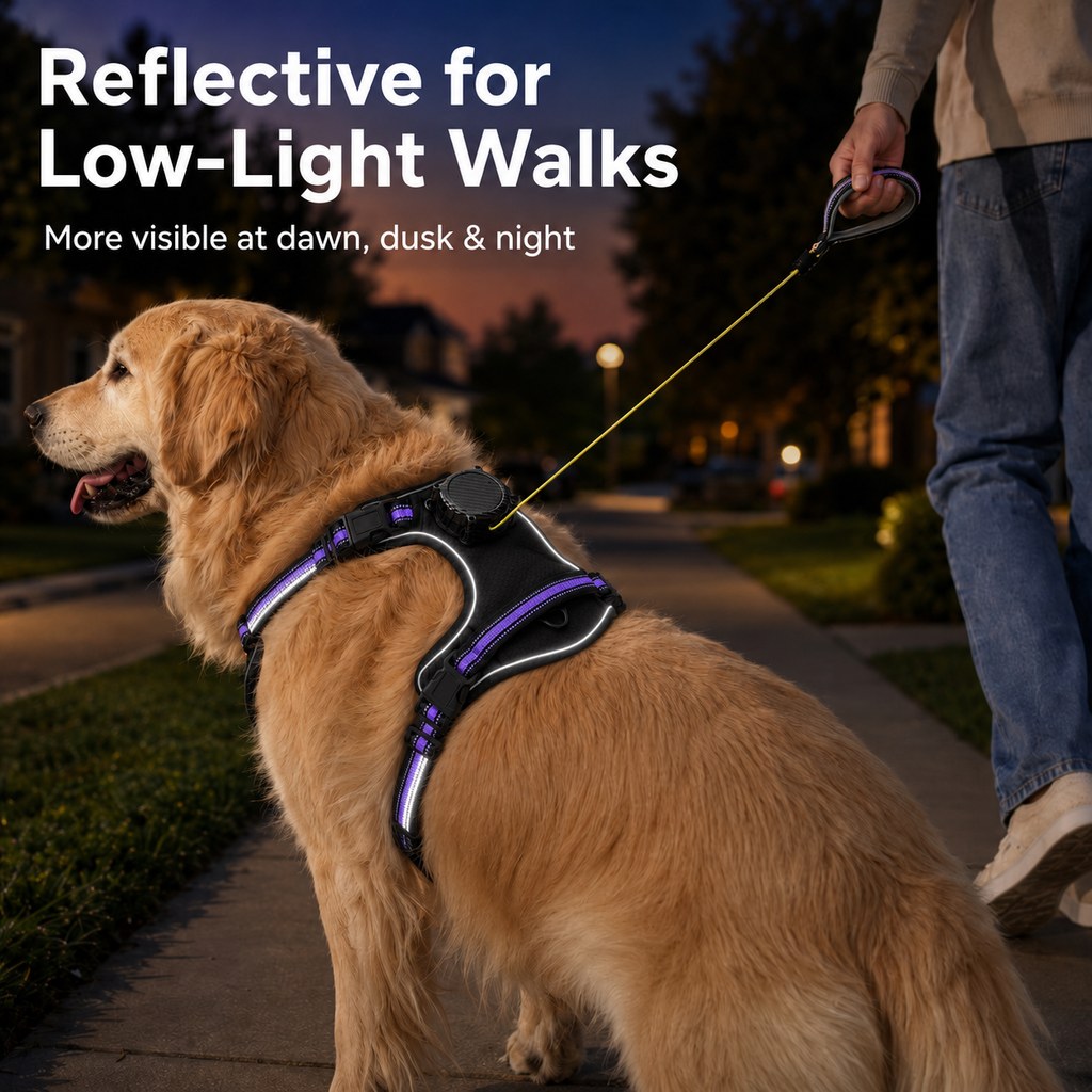2-in-1 Reflective Dog Harness with Built-In Retractable Leash for Daily Walks
