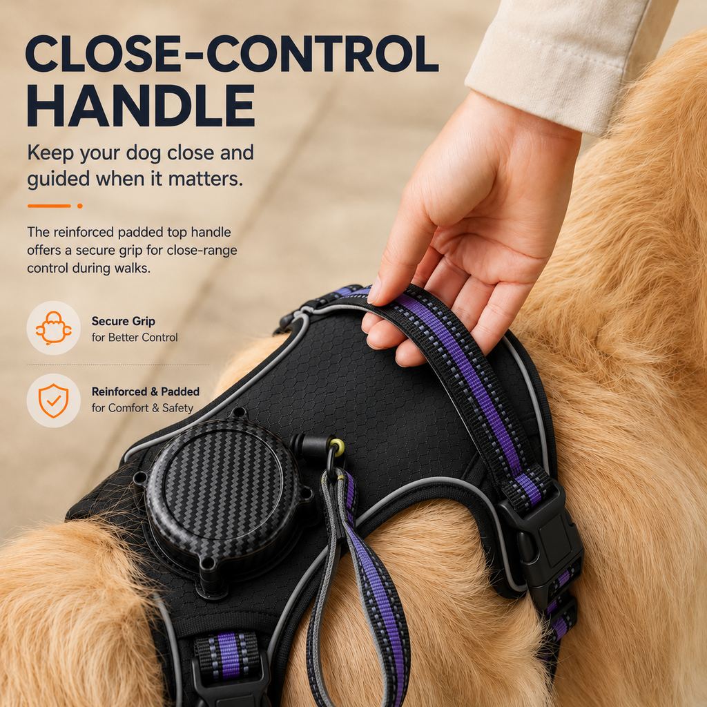 2-in-1 Reflective Dog Harness with Built-In Retractable Leash for Daily Walks