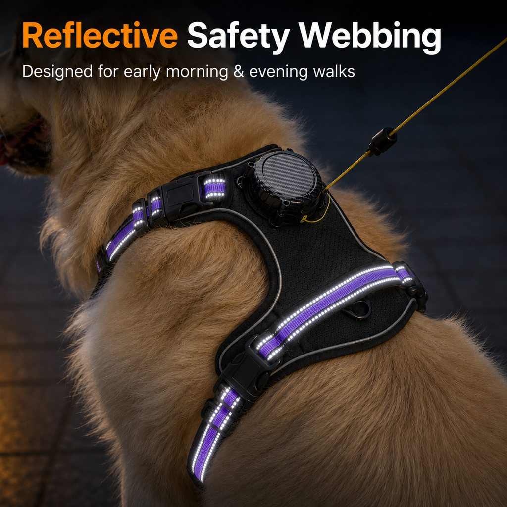 2-in-1 Reflective Dog Harness with Built-In Retractable Leash for Daily Walks
