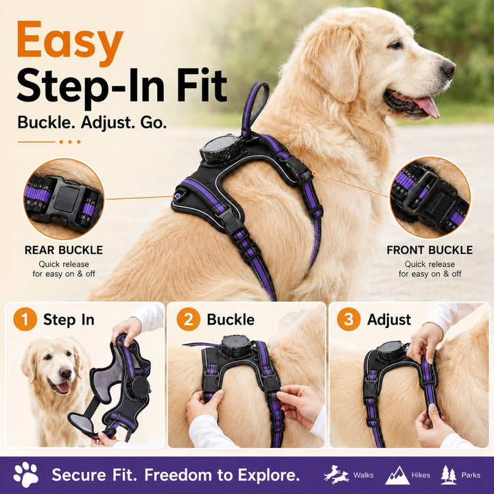 2-in-1 Reflective Dog Harness with Built-In Retractable Leash for Daily Walks