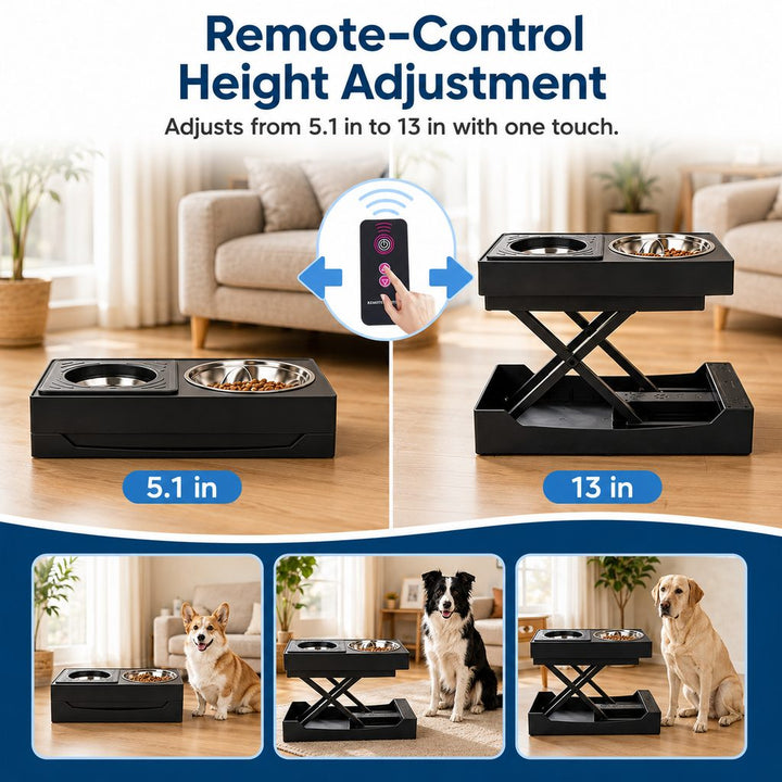 Remote-Control Adjustable Dog Feeding Station for Home Meals