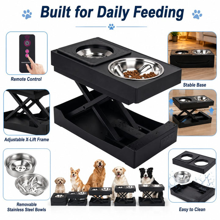 Remote-Control Adjustable Dog Feeding Station for Home Meals