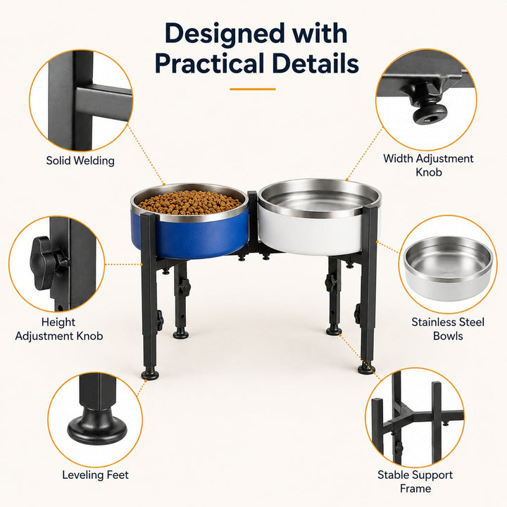 Adjustable Raised Dog Bowl Stand for Home Feeding