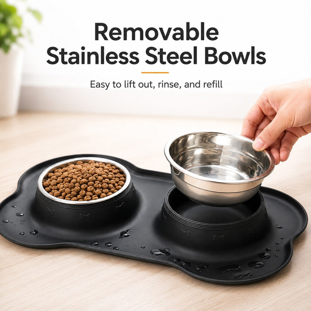 Spill-Proof Dual Pet Bowl for Cats & Dogs | Mess-Free Food & Water Station for Cleaner Floors