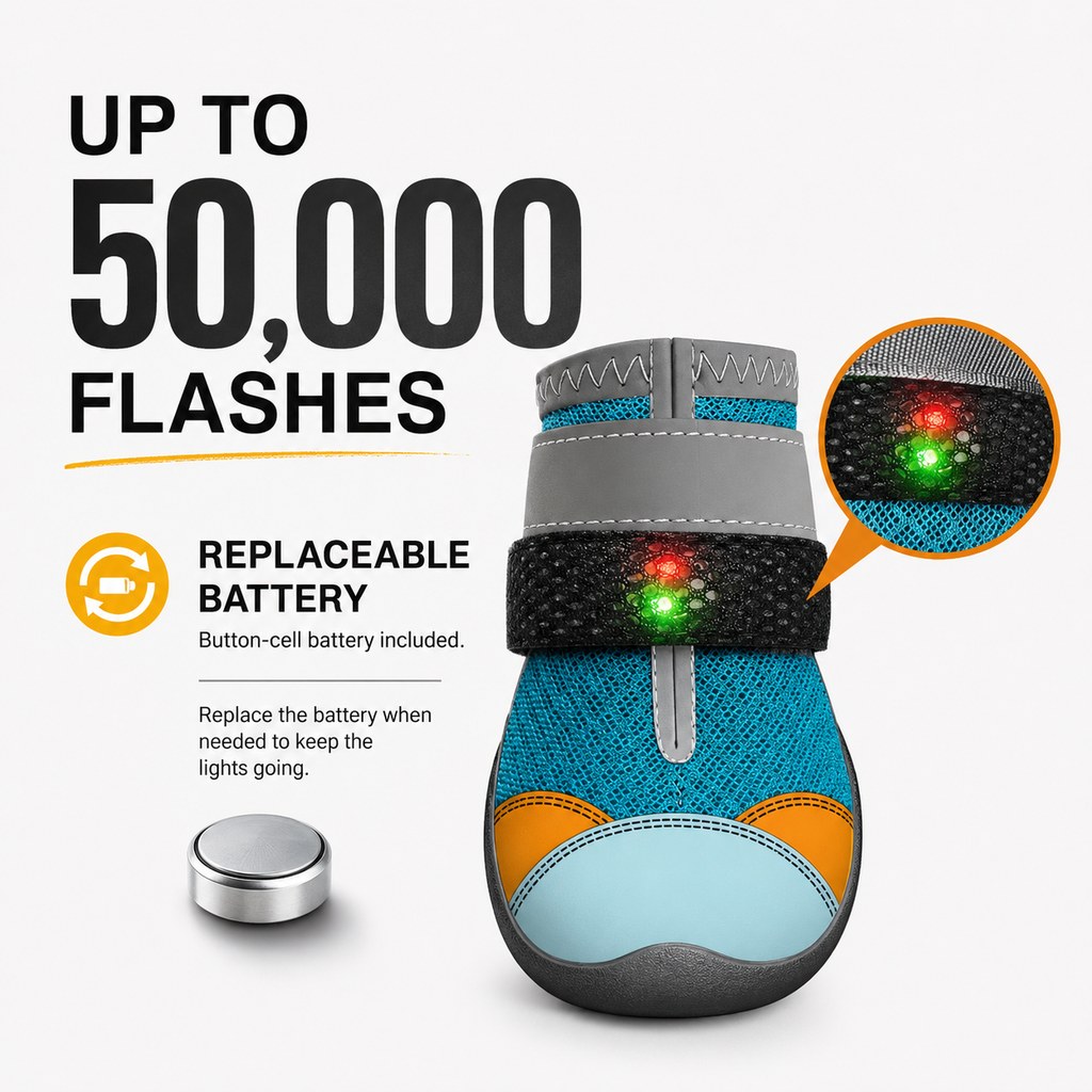 Motion-Activated LED Dog Boots for Night Walks