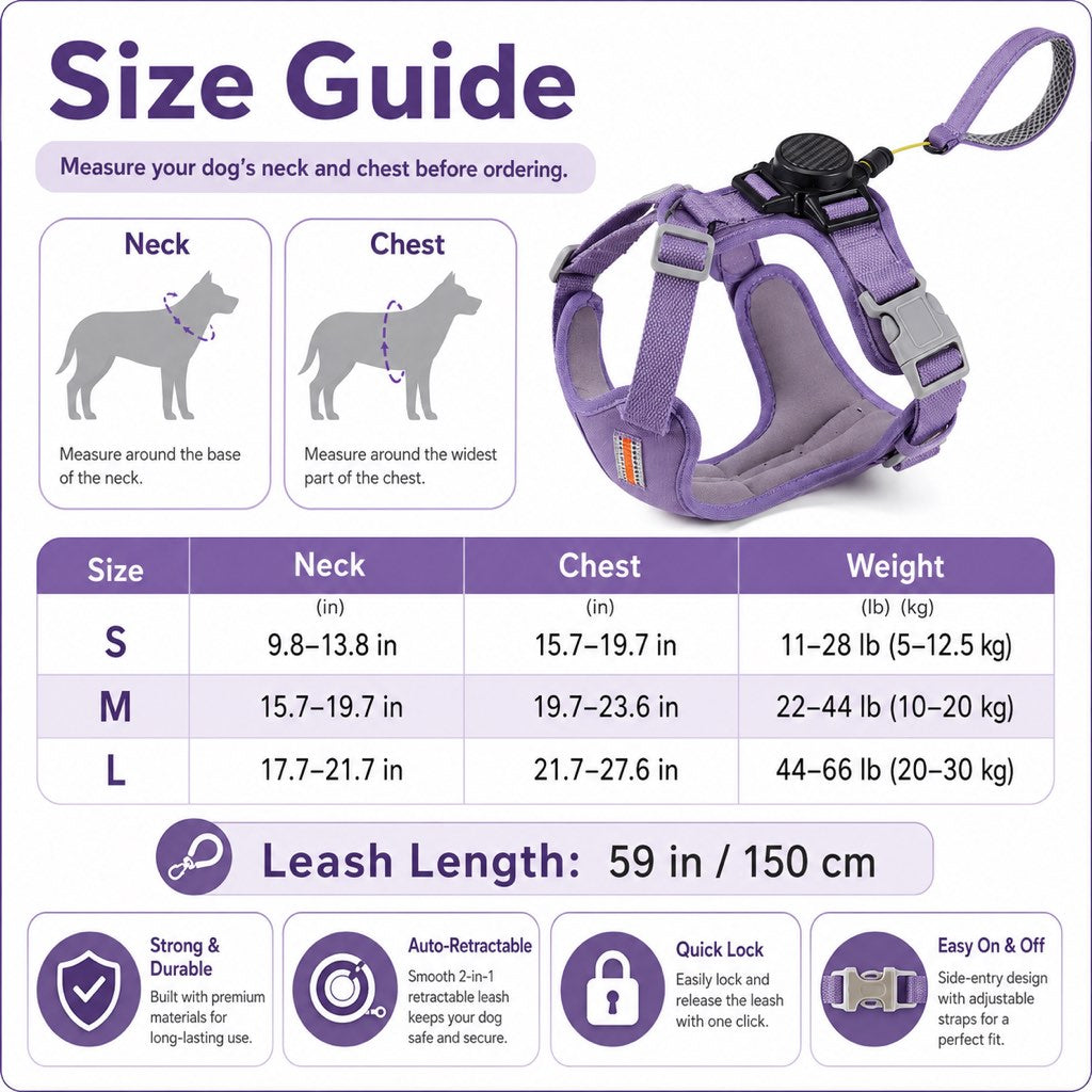 2-in-1 Retractable Dog Harness for Daily Walks