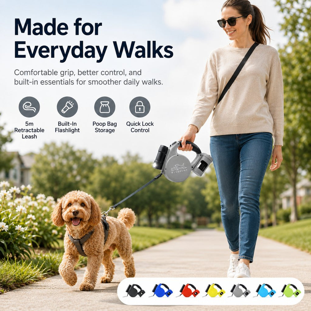 3-in-1 Retractable Dog Leash for Night Walks