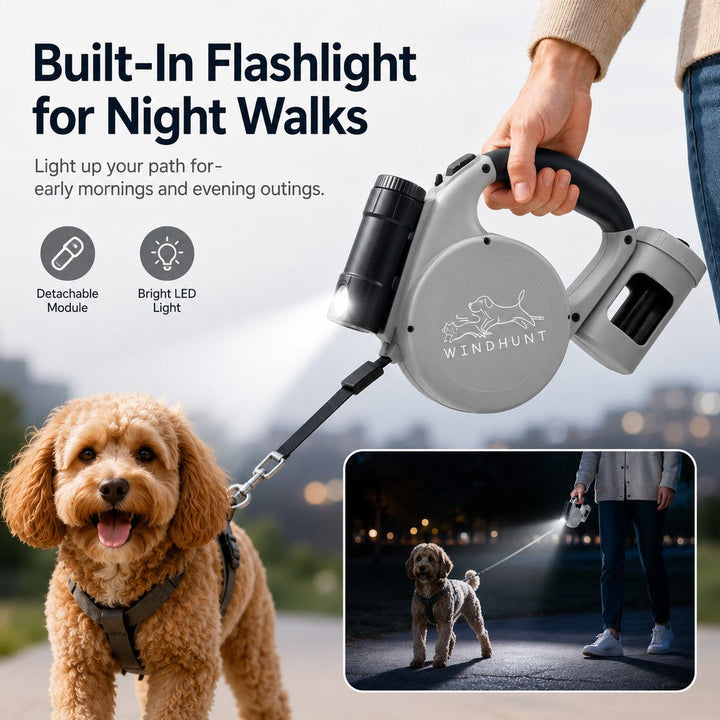 3-in-1 Retractable Dog Leash for Night Walks