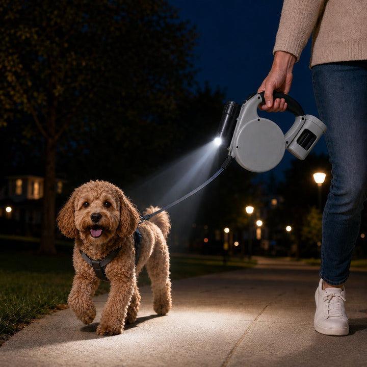 3-in-1 Retractable Dog Leash for Night Walks