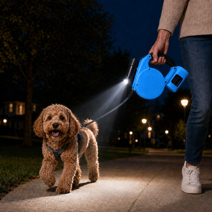 3-in-1 Retractable Dog Leash for Night Walks