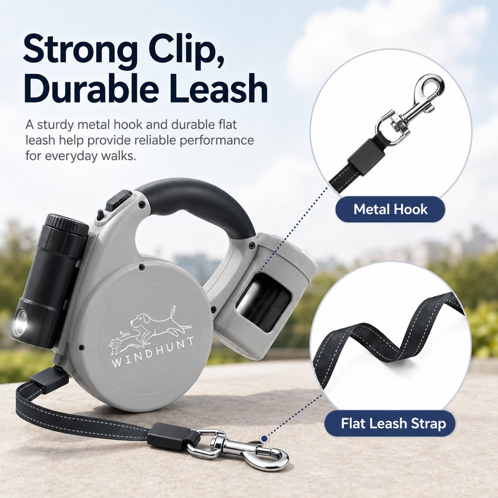 3-in-1 Retractable Dog Leash for Night Walks