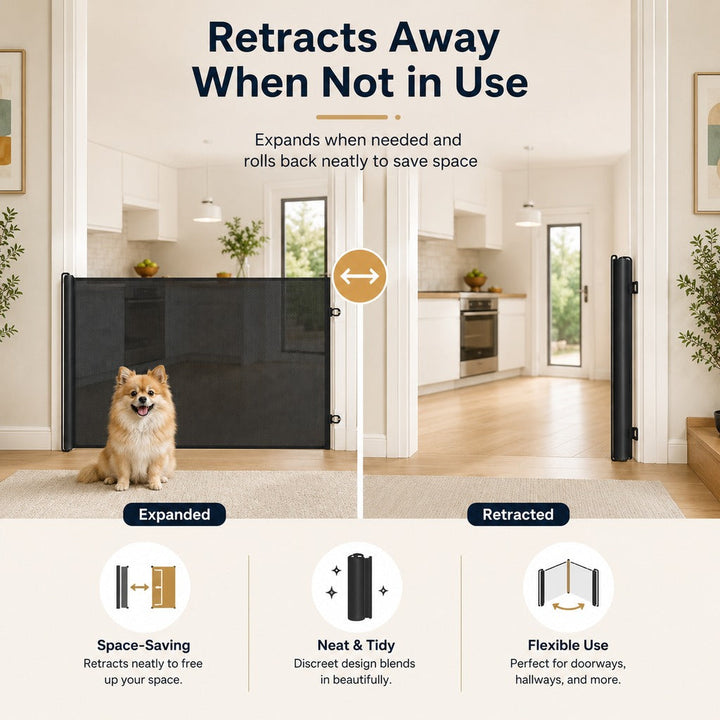 No-Drill Retractable Pet Gate for Doorways, Kitchens & Stairs
