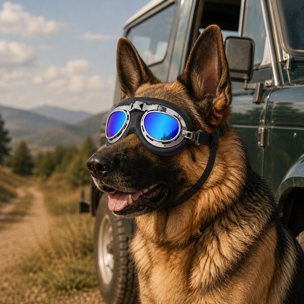 Retro Aviator Dog Goggles for Hiking & Road Trips