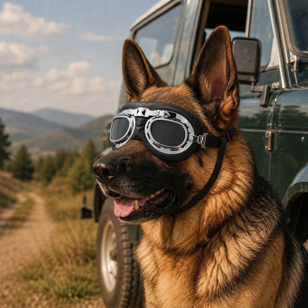 Retro Aviator Dog Goggles for Hiking & Road Trips