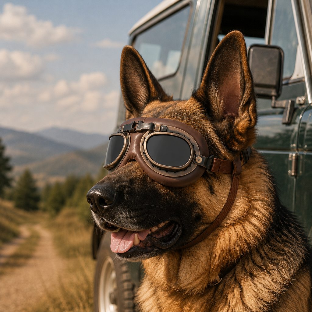 Retro Aviator Dog Goggles for Hiking & Road Trips