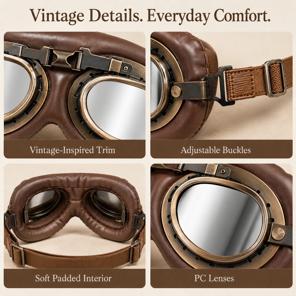 Retro Aviator Dog Goggles for Hiking & Road Trips