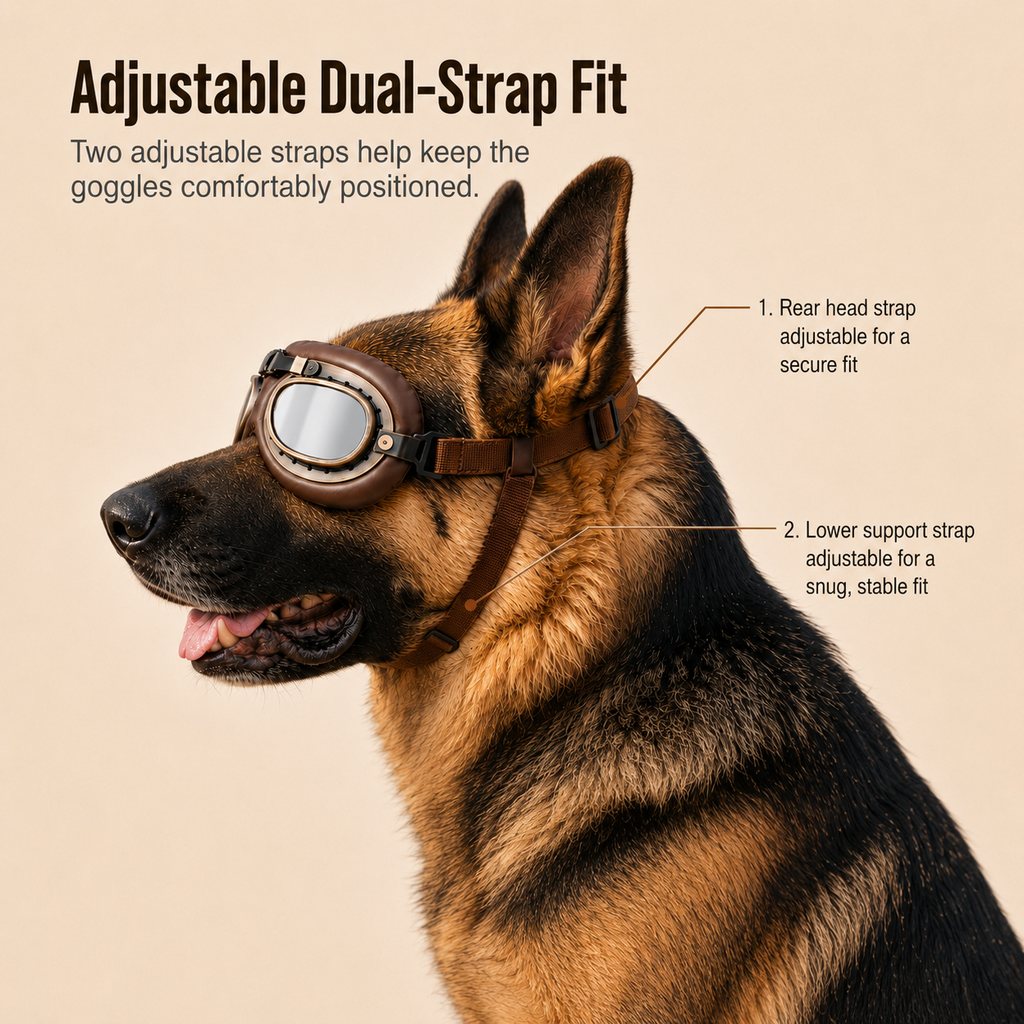 Retro Aviator Dog Goggles for Hiking & Road Trips