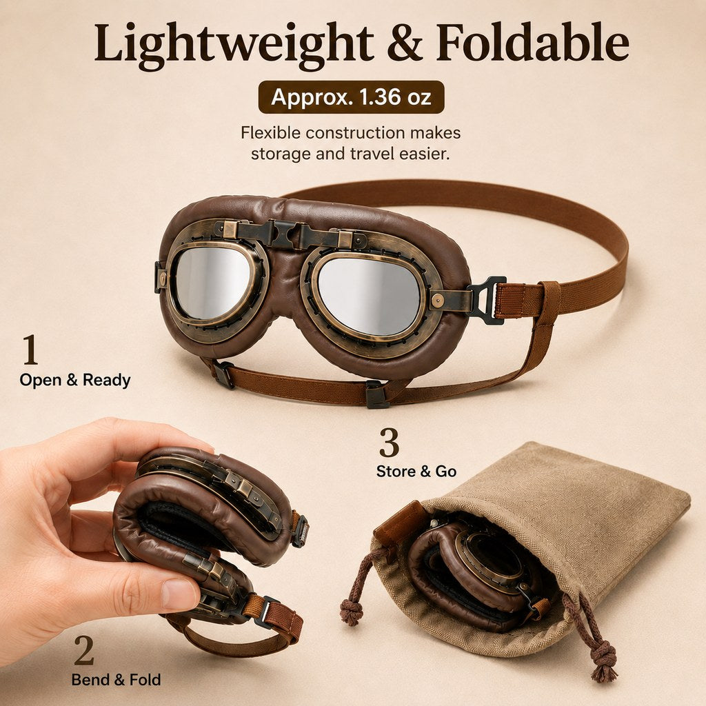 Retro Aviator Dog Goggles for Hiking & Road Trips