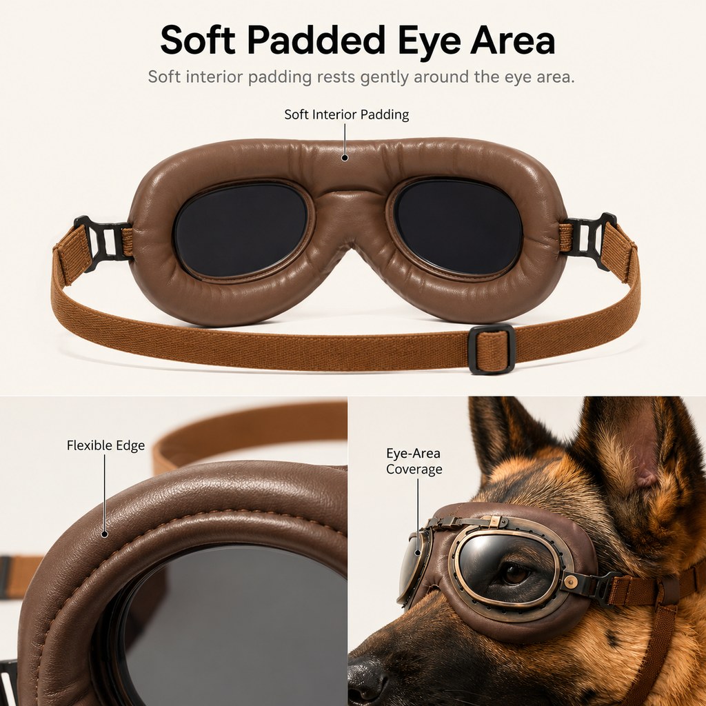 Retro Aviator Dog Goggles for Hiking & Road Trips