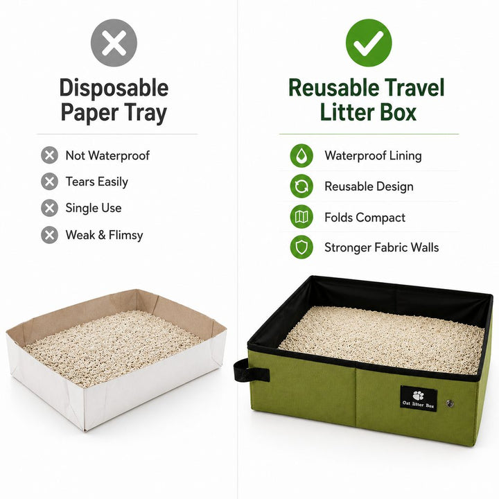 Portable Foldable Cat Litter Box for Road Trips, Hotels & RV Travel