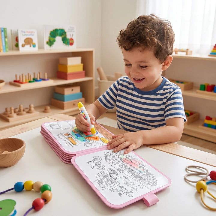 Reusable Water Colouring Book for Kids with Mess Free Magic Water Pen