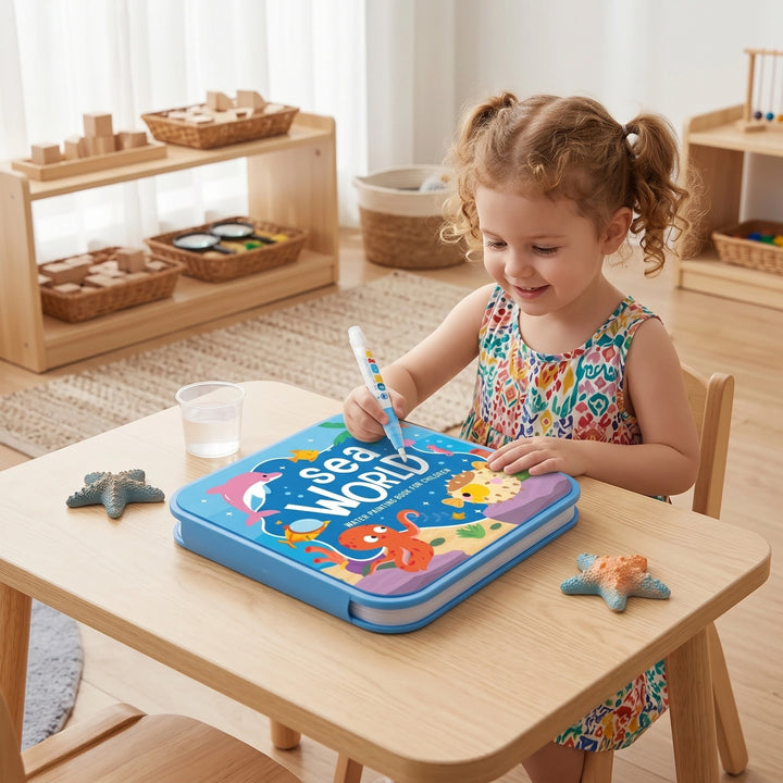 Reusable Water Colouring Book for Kids with Mess Free Magic Water Pen