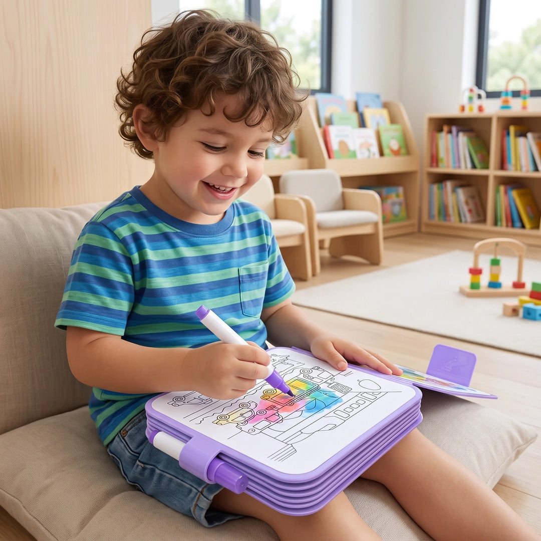 Reusable Water Colouring Book for Kids with Mess Free Magic Water Pen