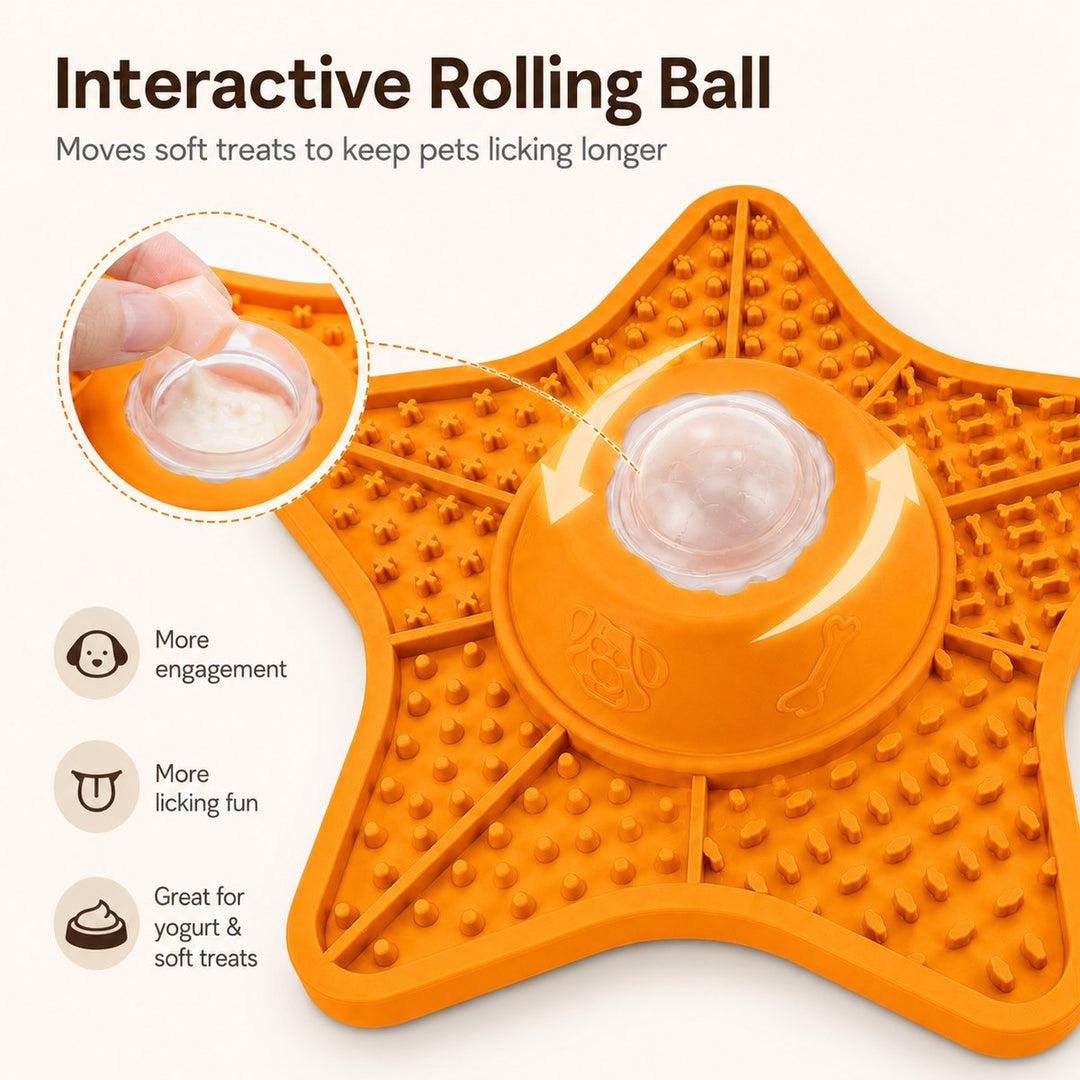 Interactive Rolling Ball Slow Feeder Lick Mat for Dogs & Cats
