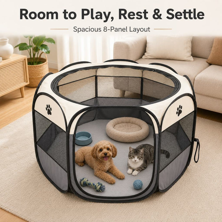 Portable Foldable Dog & Cat Playpen for Home, Travel & Camping