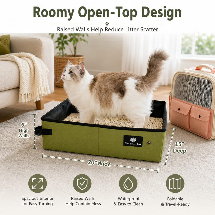 Portable Foldable Cat Litter Box for Road Trips, Hotels & RV Travel