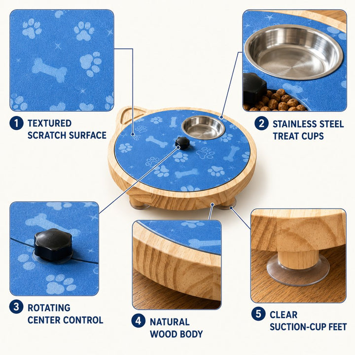 2-in-1 Rotating Dog Nail Scratch Board & Treat Puzzle for At-Home Front-Paw Care