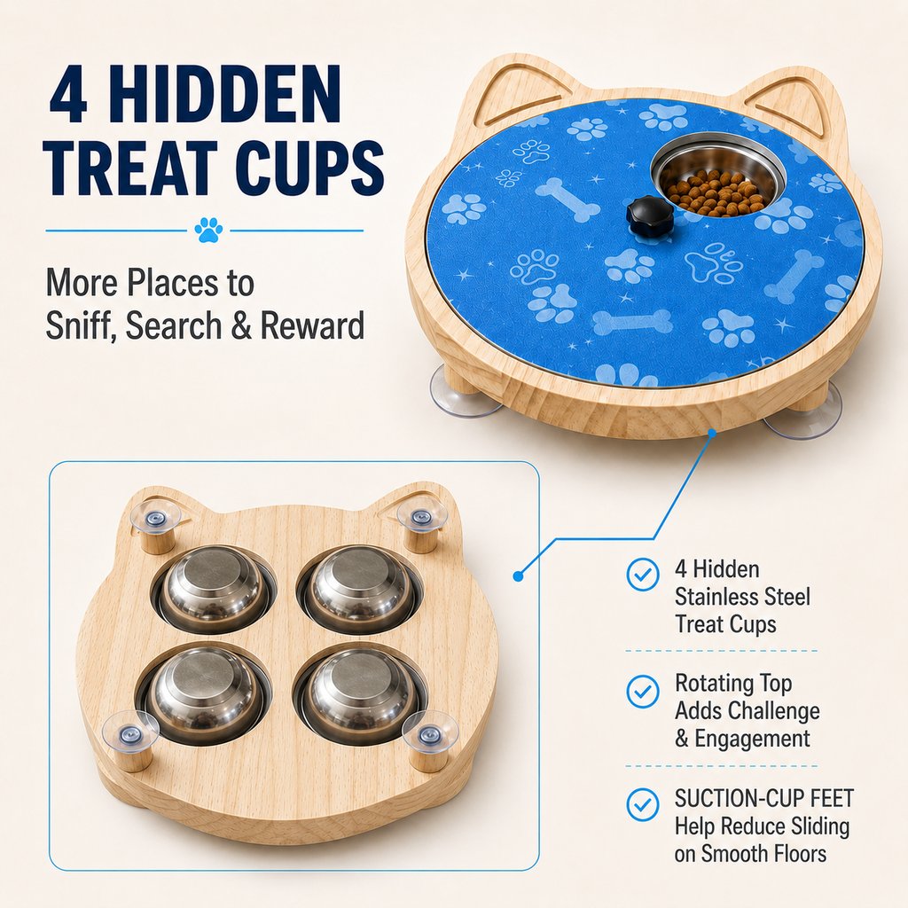 2-in-1 Rotating Dog Nail Scratch Board & Treat Puzzle for At-Home Front-Paw Care