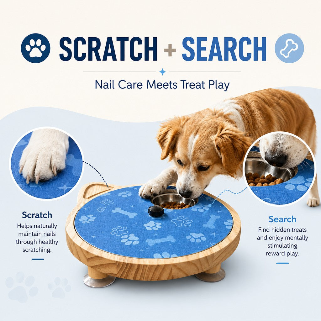 2-in-1 Rotating Dog Nail Scratch Board & Treat Puzzle for At-Home Front-Paw Care