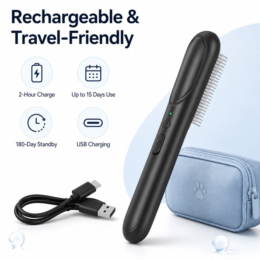 Electric Flea Comb for Dogs & Cats | At-Home Flea Check & Loose Hair Grooming Without Sprays