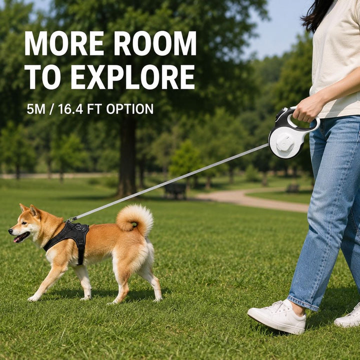 LED Retractable Dog Leash for Evening Walks
