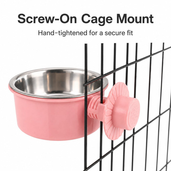 Crate-Mounted Stainless Steel Pet Bowl for Dogs & Cats
