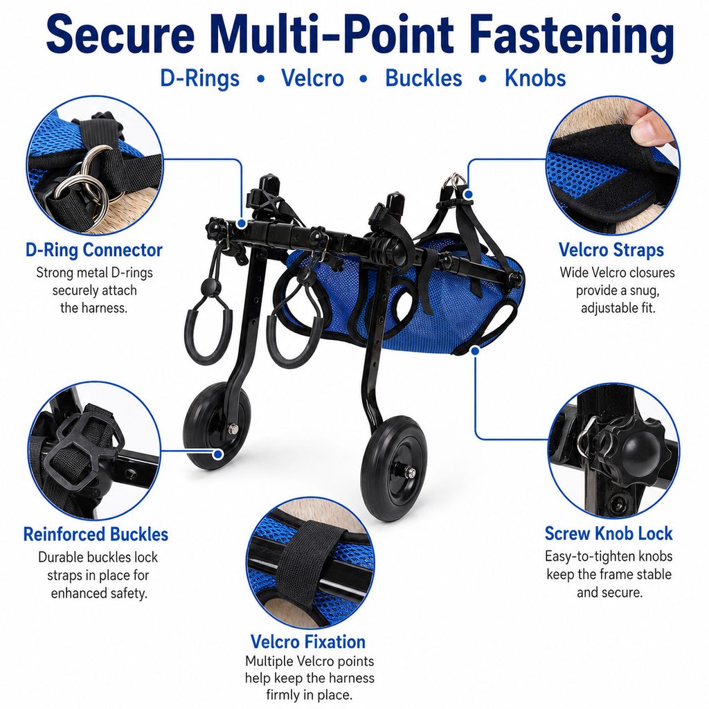 Adjustable Rear Leg Dog Wheelchair for Daily Walks