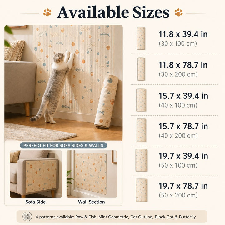 Self-Adhesive Cat Scratch Mat for Wall & Furniture Protection