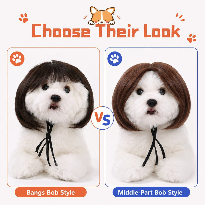 Funny Short Bob Pet Wig for Photos & Parties | Easy Costume Prop for Cats & Small Dogs