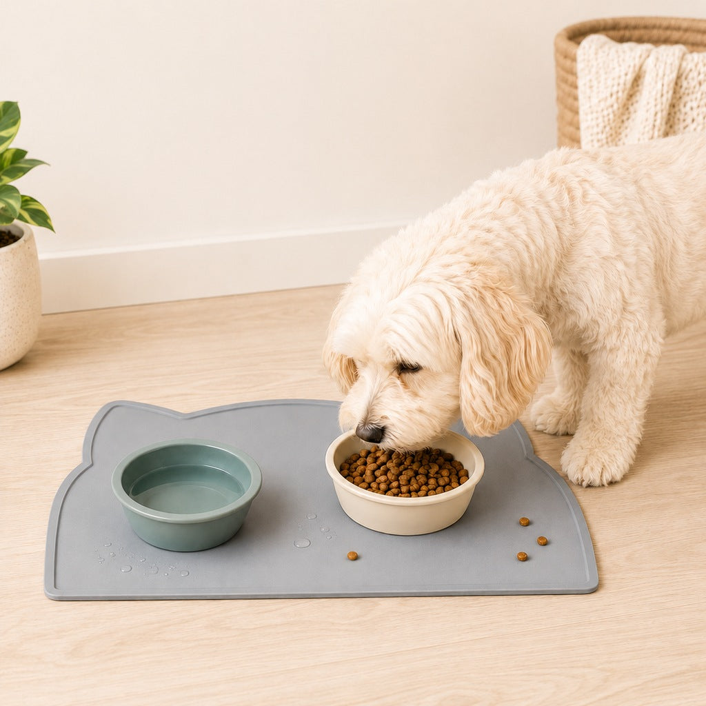 Raised-Edge Silicone Pet Feeding Mat for Cats & Dogs | Keeps Floors Clean at Mealtime