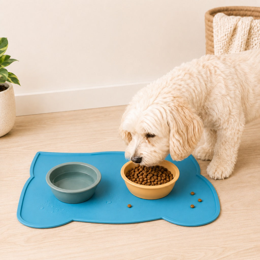 Raised-Edge Silicone Pet Feeding Mat for Cats & Dogs | Keeps Floors Clean at Mealtime