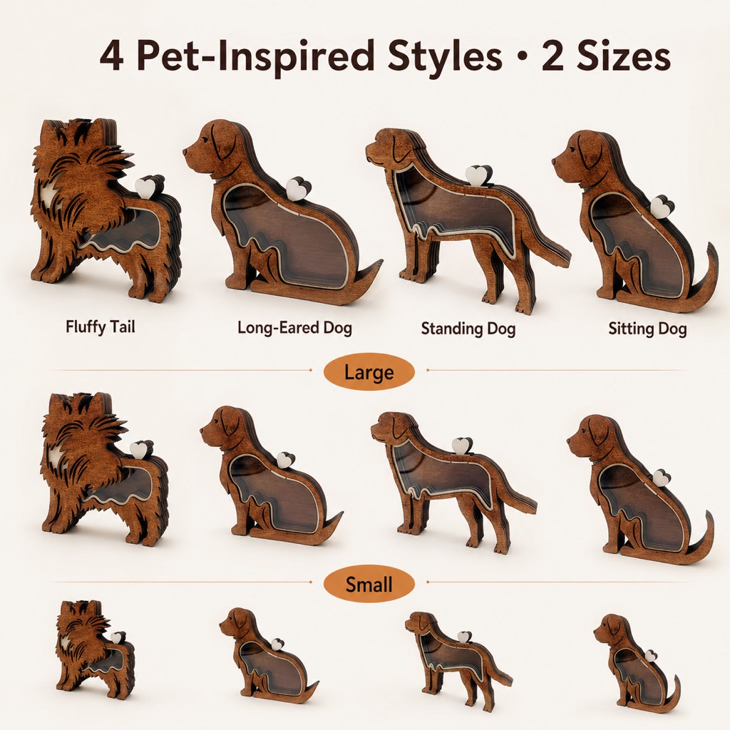 Wooden Pet Fur Keepsake Box for Grooming Memories & Pet Loss